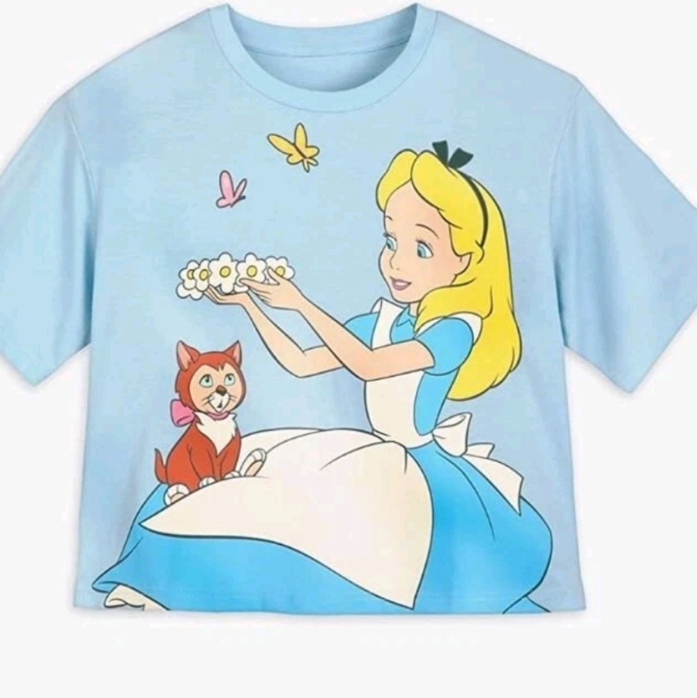 Alice In Wonderland Disney Parks Semi Crop Tee Focus On The Good Rare Medium